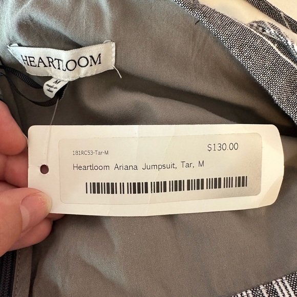 Heartloom Ariana Jumpsuit Size M Gray/White Stripes Linen Cotton Blend NWT - Picture 6 of 10